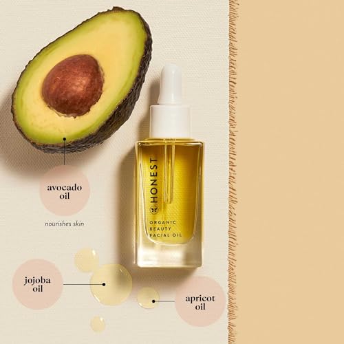 Honest Beauty Organic Facial Oil for All Skin Types | Nourishes + Replenishes | Avocado Oil, Apricot Oil, Jojoba Oil | Naturally Scented, EWG Verified, Vegan + Cruelty Free | 1 fl oz