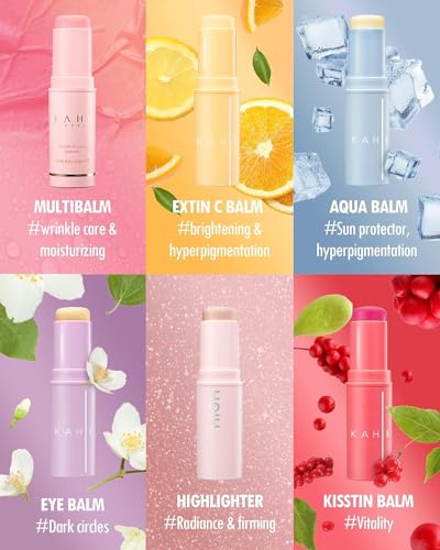 KAHI Wrinkle Bounce Multi Balm Facial Moisturizer | All-in-One Hydrating Lip Balm Eye Cream Neck Cream Make Up Base & Face Mist Moisture Balm Stick | Daily Face Moisturizer Stick (0.32 fl oz)