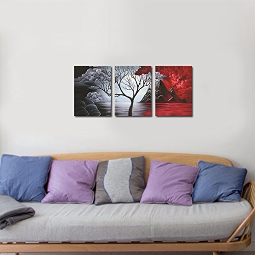 Wieco Art The Cloud Tree 3 Panels Modern Giclee Canvas Prints Artwork Abstract Seascape Paintings Reproduction Sea Beach Pictures Printed on Canvas Wall Art for Home Decorations Wall Decor