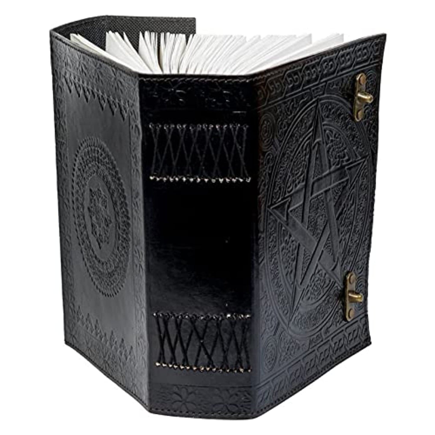 TUZECH 600 Pages Handmade Large Leather Journal Diary Embossed Tree of Life Book Of Shadows Hoccus Poccus Notebook Writing Seven Chakra Grimoire Sketchbook 7 x 10 Leather Bound (Black)