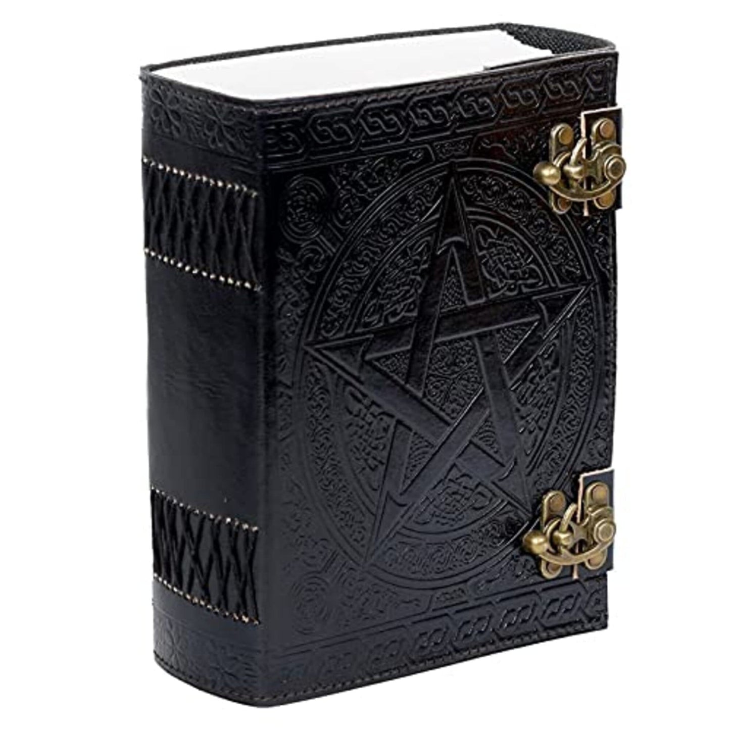 TUZECH 600 Pages Handmade Large Leather Journal Diary Embossed Tree of Life Book Of Shadows Hoccus Poccus Notebook Writing Seven Chakra Grimoire Sketchbook 7 x 10 Leather Bound (Black)