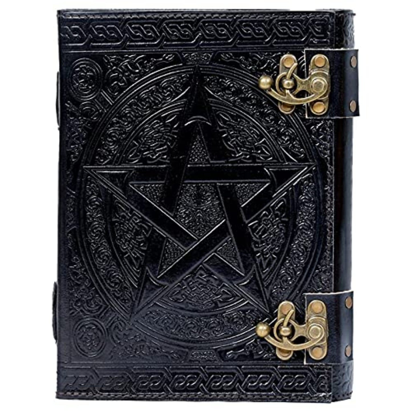 TUZECH 600 Pages Handmade Large Leather Journal Diary Embossed Tree of Life Book Of Shadows Hoccus Poccus Notebook Writing Seven Chakra Grimoire Sketchbook 7 x 10 Leather Bound (Black)